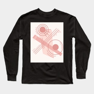 Abstract Lines and Shapes Overlaid on Top of a Cream Color Background Long Sleeve T-Shirt